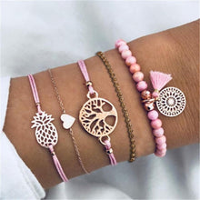 Load image into Gallery viewer, Fashion Bohemia Leaf Round Knot Cuff Bangle Gold Chain Charm Bracelet  for Women Simple Geometric Bracelets Luxury Jewelry
