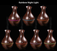 Load image into Gallery viewer, Essential Oil Diffuser 130ml Wood Grain Vase-Shaped  Aromatherapy Cool Mist Humidifier With 7 Colors LED Lights &amp; Waterless Auto Shut-Off For Home Office
