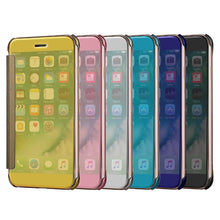 Load image into Gallery viewer, Luxury iphone Flip Case iphone 11 12 13 14 Cover Clear View Windows Mirror Magnetized Simple Closure Unique Flip Phone Stylish Case For iPhone
