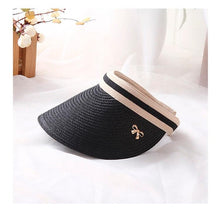 Load image into Gallery viewer, Vintage Women's Sun Hats Handmade Straw Visor Caps Fashionable Adult Sun Beach Top Hats Cute Bowknot Design Fashion Summer Women's Casual Caps Straw Hats Parent-Child Summer Hat Empty Top Beach Hat
