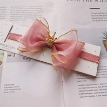 Load image into Gallery viewer, Luxury Modern Pearl Handmade Baby Girls Bowknot Crown Headband Lace Elastic Hair Band Bow For Girls Baby
