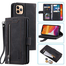 Load image into Gallery viewer, Business Blue New Cards Flip Leather Case For iPhone 14 13 12 11 Pro Max 10 X 6 6s 7 8 Plus XR XS Max Multifunctional Wallet Phone Case  Multi-Card Wallet Leather iphone Case
