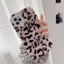 Load image into Gallery viewer, Fashion Fluffy Plush Leopard Camera Protection Phone Case For iphone 13 11 12 Pro MAX X XS XR Winter Warm Girl  Soft and Comfortable Case Unique Design Soft Cover
