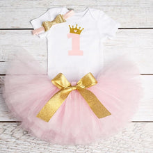 Load image into Gallery viewer, Luxury Modern Baby Girl First 1st Birthday Party Dress Cute Pink Tutu Cake Outfits For Birthday Party with Big Bow And Unicorn Design
