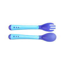 Load image into Gallery viewer, Unique Spoon and Fork Set For Newborn Baby Eating Training Easy To Hold for  Feeding Food Children Flatware Feeding Forks

