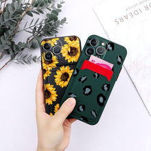 Load image into Gallery viewer, Charming Silicone Soft Anti-Scratch Cases For iPhone 13 Pro Max Case Silicone Wallet Card Holder Cover For iPhone 13 Mini 13ProMax 13Pro Flower Butterfly Beautiful Design Card Holder iPhone Case
