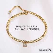Load image into Gallery viewer, Crystal A-Z Letter Initial  Anklets Bracelet for Women ,Cuban Link Anklet Stainless Steel Beach Leg Foot Chains Wholesale
