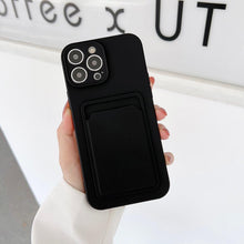 Load image into Gallery viewer, Soft Silicone Card Phone Case for IPhone 13  12 Pro Max Shockproof Protector Cover for IPhone 14 Plus Cases Heavy Duty Solid Slim Lightweight Anti-Shock Cover for iPhone
