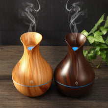 Load image into Gallery viewer, Essential Oil Diffuser 130ml Wood Grain Vase-Shaped  Aromatherapy Cool Mist Humidifier With 7 Colors LED Lights &amp; Waterless Auto Shut-Off For Home Office
