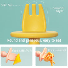 Load image into Gallery viewer, Big Baby Feeding Unique Spoon And Fork Set  Soft Silicone Feeding  Flatware  Safe Training Spoon For Baby Girls And Boys
