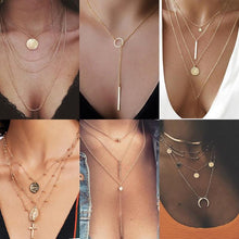 Load image into Gallery viewer, Modern Vintage Multilayer Crystal Gold Choker Pendant Necklace For Women Luxury Jewelry Perfect Gift Cool Style
