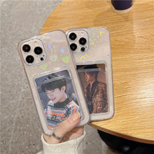 Load image into Gallery viewer, Unique Gradient Women Love Wallet Card Holder Clear Soft Case For iPhone 13 11 12 Pro Max Beautiful Colors Transparent Cover Drop Protection Transparent Phone Cover
