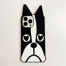 Load image into Gallery viewer, Cute 3D Little Ear Silicone Phone Case For Iphone 13 Pro Max X Xr Xs 11 12 Pro Max Cartoon Dog 3D Cartoon Puppy Black And White Color Cute Cover

