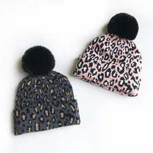 Load image into Gallery viewer, Matching Family Outfits Leopard Children Hats Mother Kids Hats Winter Kids Caps For Mother &amp; Daughter in Elegan Leopard Design

