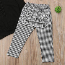 Load image into Gallery viewer, 1-6Y Winter Toddler Baby Girls Clothes Sets, Hooded Pullover Black Tops and Ruffles Plaid Pants Headband In Modern New Style
