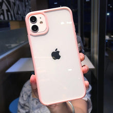 Load image into Gallery viewer, Transparent Shockproof Bumper Phone Case For iPhone 11 12 13 14 Pro Max Mini Cute Candy Color Hard Cover  Luxurious Translucent Case for iPhone
