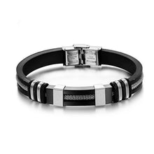 Load image into Gallery viewer, Stainless Steel Silicone Bracelet Men Jewelry Wrist Band Punk Style  Men Rubber Charm Brecelet
