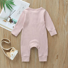 Load image into Gallery viewer, Infant Baby Boy Girl Cotton Romper Knitted Ribbed Jumpsuit Solid Clothes Warm Outfit For Kids
