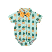 Load image into Gallery viewer, Newborn Boys Bodysuits Bow Short Sleeve Print Single Breasted Jumpsuits Shirt For Baby With Elegant Bow
