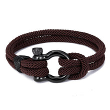 Load image into Gallery viewer, Modern Elegant Rope Luxury Navy Style Camping Bracelet For Men And Women With Black Stainless Steel New Fashion
