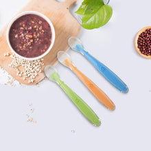 Load image into Gallery viewer, Baby Soft Silicone Spoon Candy Color Temperature Sensing Spoon Children Food Baby Feeding Tools Unique Design Perfect Gift
