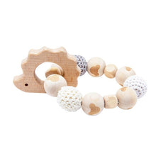 Load image into Gallery viewer, Wooden Teether Hedgehog Crochet Beads Wood Crafts Ring Engraved Bead Baby Teether Wooden Toys For Kids Rattle
