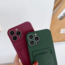 Load image into Gallery viewer, Soft Silicone Card Phone Case for IPhone 13  12 Pro Max Shockproof Protector Cover for IPhone 14 Plus Cases Heavy Duty Solid Slim Lightweight Anti-Shock Cover for iPhone
