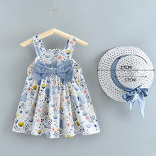 Load image into Gallery viewer, Luxury Modern Baby Girls Dresses With Hat 2pcs Clothes Sets Kids Clothes Baby Sleeveless Dress Print Floral Fruit Design Style
