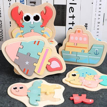 Load image into Gallery viewer, Wooden Children Colorful Animal Stevvex Puzzle for Toddler Creative Puzzle Early Educational Toys for Boys and Girls 2-4
