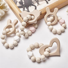 Load image into Gallery viewer, Modern Baby Silicone Wooden  Nursing Bracelets Wood Teether Silicone Beads Teething Wood Rattles Toys for Baby
