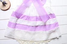Load image into Gallery viewer, Baby Girl Clothes for Kids with Cute Purple Stripe and Round Neck  Sleeveless Chiffon Dresses For Girls
