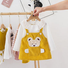 Load image into Gallery viewer, Modern Designer Girls Dress Set Cartoon Bear Pocket Corduroy Dress Shirt Spring Autumn Spring Tutu Dress For Girls
