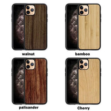 Load image into Gallery viewer, Vintage Wooded Back Case For iPhone 14 13 Mini 12 SE XR X S Max 8 7 Plus Genuine Bamboo Wooden Hard Phone case iPhone 11 Pro Max Strong Hard Protective Case For iPhone
