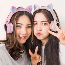 Load image into Gallery viewer, STEVVEX New Luxury Interesting LED Cat Ear Noise Cancelling Headphones Bluetooth 5.0  For Young People and  Kids Headset Support TF Card 3.5mm Plug With Mic
