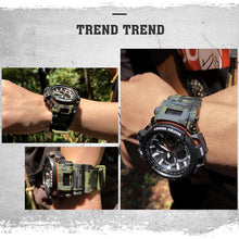 Load image into Gallery viewer, Army Green Modern Sport  Waterproof 50M Men Watches With LED Digital Display In Military Armi Relogio Masculino Style
