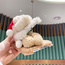 Load image into Gallery viewer, Cute Fluffy Santa 3D Teddy Bear Plush Christmas Case For Iphone 13 12 11 Pro Xs Max X Xr 7 8 Plus Se3 Shockproof Soft Cover  Super Soft Winter Warm Funny Rabbit Ears Faux Fur Plush Fluffy Cover
