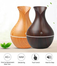 Load image into Gallery viewer, Essential Oil Diffuser 130ml Wood Grain Vase-Shaped  Aromatherapy Cool Mist Humidifier With 7 Colors LED Lights &amp; Waterless Auto Shut-Off For Home Office
