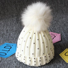 Load image into Gallery viewer, Fashion TrendBaby Girls Lovely Winter Warm Fur kintted Pompom Beanies Cap For Winter In Elegant Style
