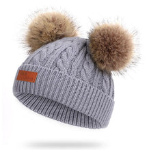 Load image into Gallery viewer, New Fashion Children Winter Hats Baby Kids Girl Solid Knitted Beanies Caps Hair thick ball And Modern Gloves
