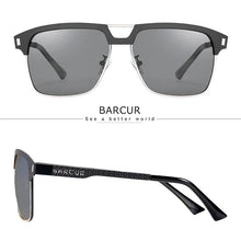 Load image into Gallery viewer, BARCUR Polarized Men’s Sunglasses – Fashionable Square Stainless Steel Frame UV400 Protection Anti-Reflective Outdoor Sports &amp; Driving Eyewear – Original Design Casual Style with Premium Polycarbonate Lenses
