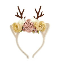 Load image into Gallery viewer, Luxury Christmas Antler Baby Girl Headbands Hair Accessories Xmas Deer Ear Flower Crown Hairband for Newborn Baby

