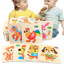 Load image into Gallery viewer, Baby Toys Wooden 3D Puzzle Cartoon Animal Intelligence Kids Educational Brain Teaser Children Tangram Shapes Learning
