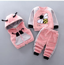 Load image into Gallery viewer, Modern Fashion Cotton Thick Warm Casual Hooded Sweater Cartoon Cute Bear Three-piece Suit For Baby Boy &amp; Girl
