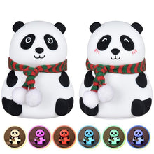 Load image into Gallery viewer, Night Light for Kids, 7-Color Silicone Big Eyes Panda Nursery Lights, USB Rechargeable LED Lamp for Girls and Boys Bedrooms
