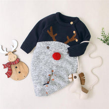 Load image into Gallery viewer, Baby Christmas Rompers Reindeer Knitted  Jumpsuits Toddler Children Warm Wool Clothes 0-2Y For Boys and Girls Christmas Eve Costume
