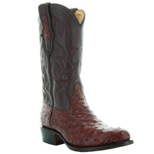 Load image into Gallery viewer, Men's Cognac Ostrich Print Cowboy Boots (H7002)
