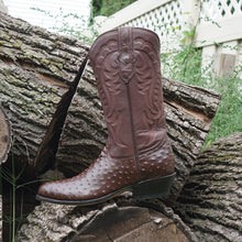 Load image into Gallery viewer, Men's  Brown Ostrich Print Cowboy Boots (H7002)
