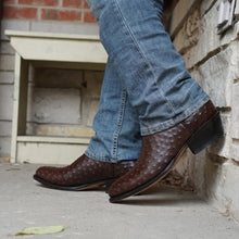 Load image into Gallery viewer, Men's  Brown Ostrich Print Cowboy Boots (H7002)
