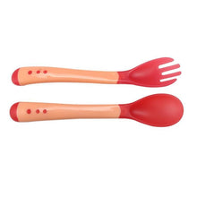 Load image into Gallery viewer, Unique Spoon and Fork Set For Newborn Baby Eating Training Easy To Hold for  Feeding Food Children Flatware Feeding Forks
