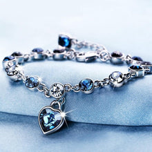 Load image into Gallery viewer, Modern Genuine 925 Sterling Silver Heart Elegant Luxury Bracelets For Women Blue Sapphire Tanzanite Chain Bracelet  Trendy Wedding Gift Fine Jewelry
